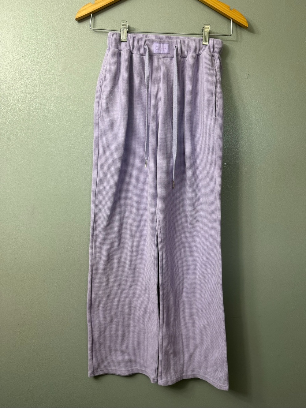 Comfrt waffle knit wide leg Lavender Knit Drawstring Pants xs